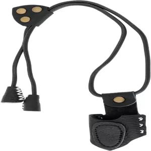 YINETTECH 1PC 활 엄지 반지 PU 가죽 보호대 로프 길이 30cm 초보 활쏘기 선수용 대회 및 훈련용 블랙