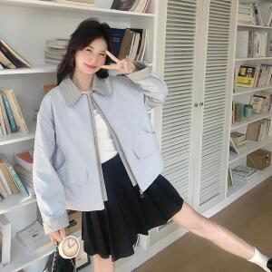 엘럽 여성 체크 쇼트 코트 봄가을 카고 재킷 득템