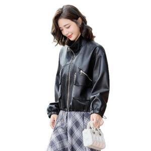 또바기 여성 차이나 가죽 코트 가을 라이더 PU 재킷 HT