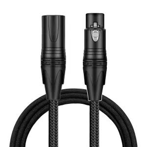 프리미엄 XLR 대 케이블 6피트 노이즈 캔슬링 와이어 커넥터 케블라 강화 및 나일론 브레이드 3핀 OFC