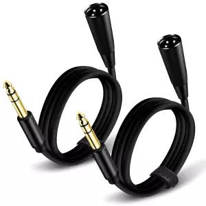 벨로 1/4인치 TRS에서 XLR 케이블 3Ft 2팩 6.35mm 남성에서 3핀 밸런스 마이크 오디오 믹서 스피커