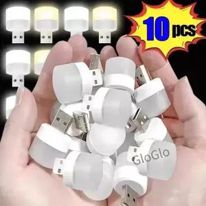 10/1개 USB 조명 미니 LED 무드등 플러그 램프 충전 북 라이트 원형 눈 보호