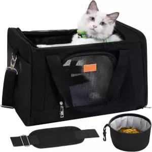 ROYPET 고양이 캐리어 작은 개를 위한 휴대용 반려동물 가방 접이식 부드러운 면과 긁힘 방지 메시 항공사