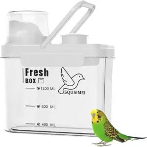 SQUSIMEI 1.7 Qt/1.6L 새 모자 저장 용기 뚜껑 밀폐 계량컵 모이 디스펜서 애완동물 사료 새밥 보관에