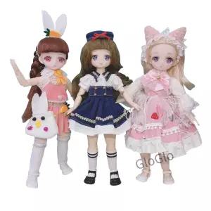 1/6 Bjd 인형 를위한 6 9 세 및 7 10 볼 만화 얼굴 30cm 드레스