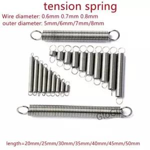 5 10 개/몫 확장 스프링 0.6mm 스테인레스 스틸 인장 OD length10-50mm