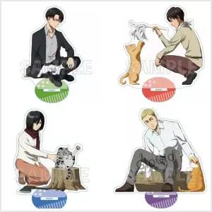 게임 Levi 애커맨 Eren Yeager Erwin 릴 스탠드 인형 피규어 모델 플레이트 프레 고양이 선물