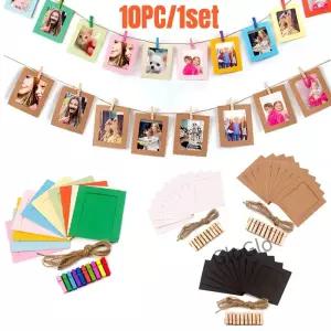5인치 10개/세트 DIY 공예 사진 프레임 클립 및 로프 포함 벽걸이 앨범 가정용 웨딩 생일 장식