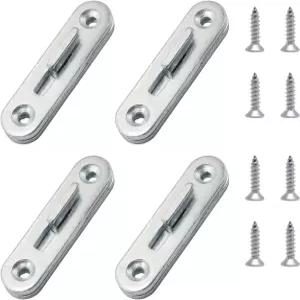 OYWOBET 4세트 실버 7.5cm/2.95인치 내구성 철제 침대 레일 고정구 연결 피팅 하드웨어 프레임 조립 및