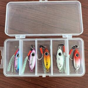 DUODUOYU 5PCS/box 5.5g/7.5g/10g/14g/17g/21g 마이크로 메탈 지그 낚시 미끼 스푼 인공 액세서리