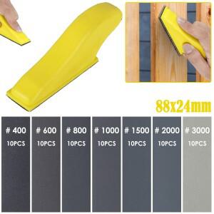 70PCS DIY 핸드 샌드페이퍼 샌더 습식 수동 연마 블록 세부 후크 및 루프 스트립