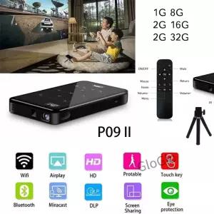P09-II 휴대용 DLP 미니 포켓 안 9.0 2GB RAM 와이파이 5 BT4.2 4K HD 비머 홈 시네마 LED 비디오 K19