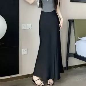 (선택 블랙-FREE)루아르 새틴 롱 스커트 HES-060