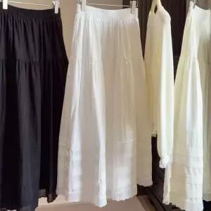 (선택 화이트)플레어 밴딩 치마 데일리 화이트 롱스커트