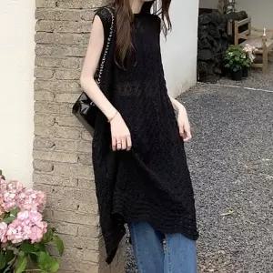 트렌디 시스루 롱조끼 여름 데일리룩 레이어드 베스트