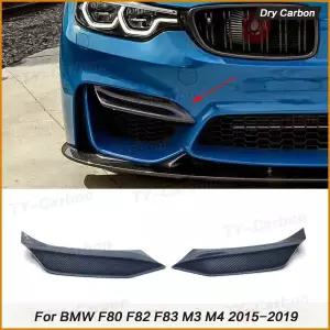 건식 카본 자동차 앞 범퍼 스플리터 BMW F80 M3 F82 F83 M4 2014-2019 전면 상단 벤트 스플리터 안개등 트
