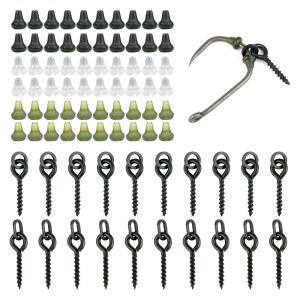 H r s 70pcs 잉어 낚시 액세서리 낚시 후크 미끼 스크류 스토퍼 고무 구슬 Ronn e Sp nner R g Bo l es Stop ng