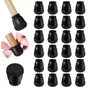 16PCS 블랙 실리콘 의자 다리 캡 커버 원형 펠트 가구 바닥 보호대 하드우드 소음 감소 패드