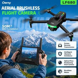 업그레이드된 LF680 드론 8K HD 3개 카메라 5G WIFI 대형 화면 GPS 장애물 감지 브러시리스 모터 접이식 RC