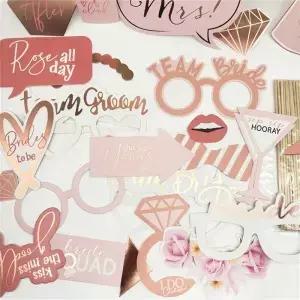 1 가방 신부 팀 종이 사진 부스 소품 마스크 Photobooth 웨딩 Selfie DIY 배경 독신 파티 장식
