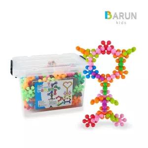 바른키즈 눈송이 블럭 200pcs/유아용/장난감/유아/놀이/툭툭/십자/꼬마/사각/패턴/블록/벽돌/조립/이지/꽃