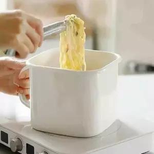 범랑 인덕션 사각 법랑냄비 1.45L 레드 이중 코팅