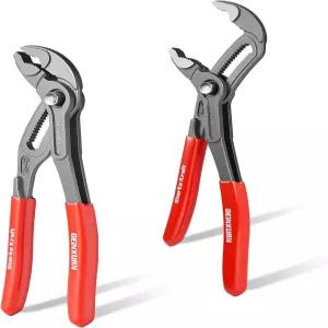 GEINXURN 7인치 워터 펌프 플라이어 2개 세트 17단계 푸시락이 있는 그루브 조인트 V-조 배관 주택 수리 및