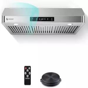 36인치 캐비닛 레인지 후드 3단 배기 팬 터치/원격/제스처 컨트롤이 있는 700CFM 강력한 주방 구 LED 조명