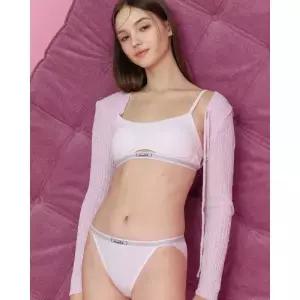 SEXY COOKIE 레이온 골지 트임 브라 팬티 세트_아이보리 2401345