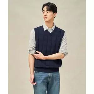 [국내백화점 매장정품] 빈폴 BEANPOLE MEN 그리드 체크 베스트 네이비 (BC5351C03R) BC5351C03R 119632