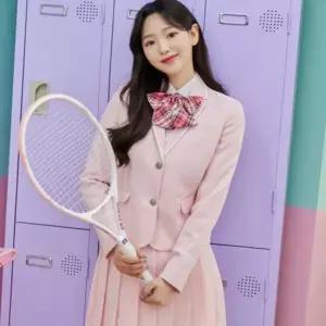 교복몰 베이비 핑크 화이트라인 여자 자켓 교복 학생