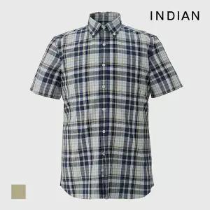 인디안 INDIAN 린넨블랜드 미디움체크 반팔셔츠_MIUNSYM3261 1169330