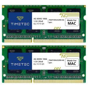 TIMETEC 8GB 키트(2X4GB)는 애플호환 DDR3 1067MHZ / 1066MHZ PC38500 CL7 메모리와 호환되며 MAC BOOK BOOK PRO IMAC MINI(2008년 후반 2009년 초 중 후반 2010년 중반)용 SODIMM 메모리 RAM 업그레이드에 적합합니