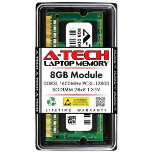 A-TECH 8GB DDR3/DDR3L 1600MHZ PC3L-12800(PC3-12800) CL11 SODIMM 2RX8 1.35V 204핀 NON-ECC SO-DIMM 노트북용 RAM 메모리 모듈