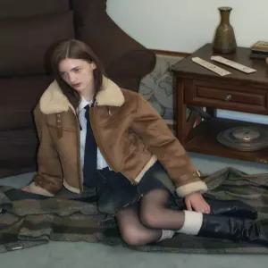 [매장정품] 레더리 오블리크 스웨이드 무스탕 자켓 [BROWN] LRJK4404BR