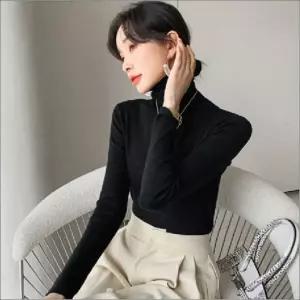 여성 슬림 골지니트 목폴라 터틀넥 티셔츠 하이넥 3색