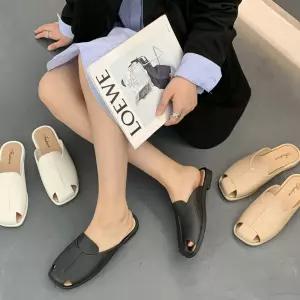 여성 모던 유니크 컷아웃 디테일 뮬 슬리퍼