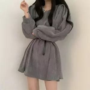가을 겨울 퍼프소매 원피스 SSH102 드레스 여성 나시 벨티드 하객 원피스 여