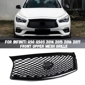인피니티 Q50 2014 전 차종용 유광 블랙 프론트 그릴, 상단 범퍼 후드 메쉬 그리드 키트