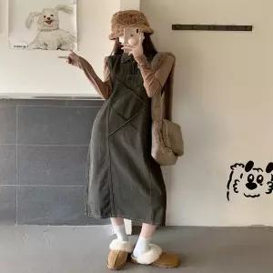 여자 데일리 빈티지무드 데님 카라 민소매 원피스