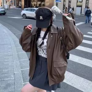 가죽자켓 레더JK 재킷 점퍼 여성 집업 페이크 레더 오버핏 봄 가을