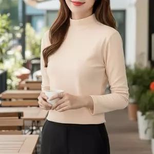 여성 6컬러 겨울 따뜻한 기모 베이직 목폴라티셔츠