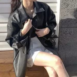자켓 재킷 점퍼 JK 아우터 여성 오버핏 레더소재 데일리 가죽