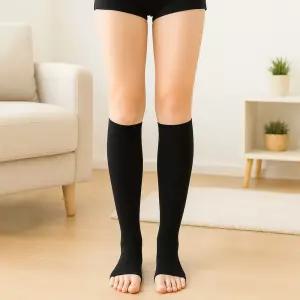 서포팅 오픈토 종아리 압박밴드 붓기 압박스타킹 블랙