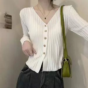 여성 골지 V슬림 가디건 OSM-1005989
