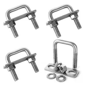 4팩 정사각형 U볼트 1-1/4인치 30mm 내부 폭 304 스테인리스 스틸 M8 스키·낚시 보트 및 돛 트레일러용