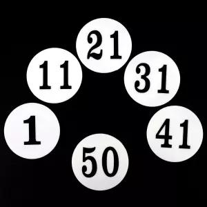 1-50 아크릴 숫자판 테이블 사물함 번호표 원형 60mm