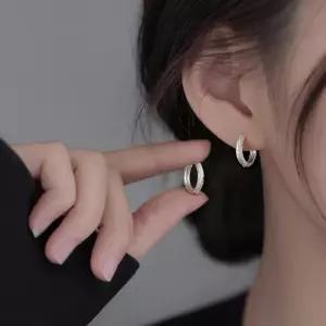 S925 실버 볼드 링 귀걸이 미니 원형 데일리 포인트 이어링
