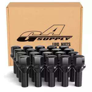 GAsupply 12x1.5 Lug Bolts 26mm OEM Length Shank Hex Cone Seat 20pcs Black Wheel Studs Fit for BMW