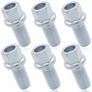 6PCS Wheel Bolts WHT001812 M14x1.5 휠 러그 볼트 스터드 볼 시트 합금강 27mm 샹크 길이 크롬 교체용